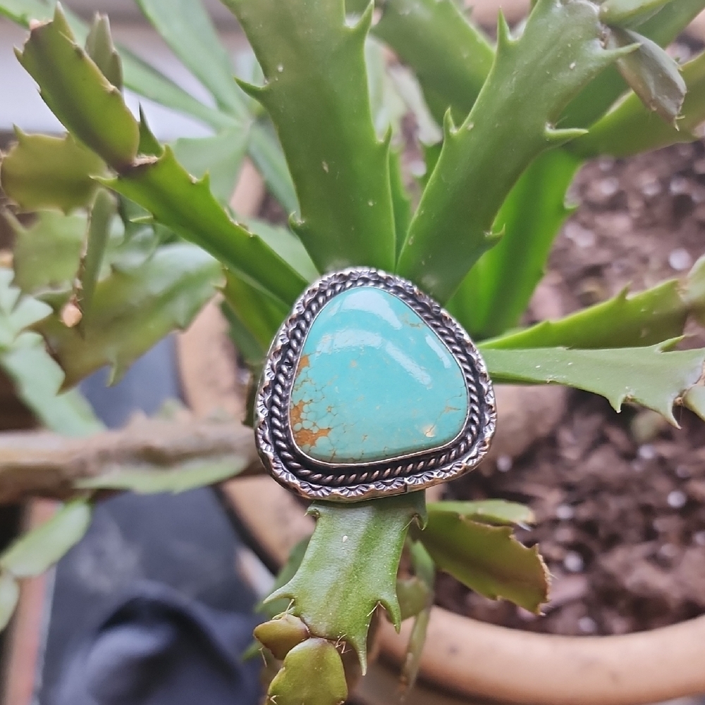 Gorgeous Large Number 8 Turquoise Adjustable Ring